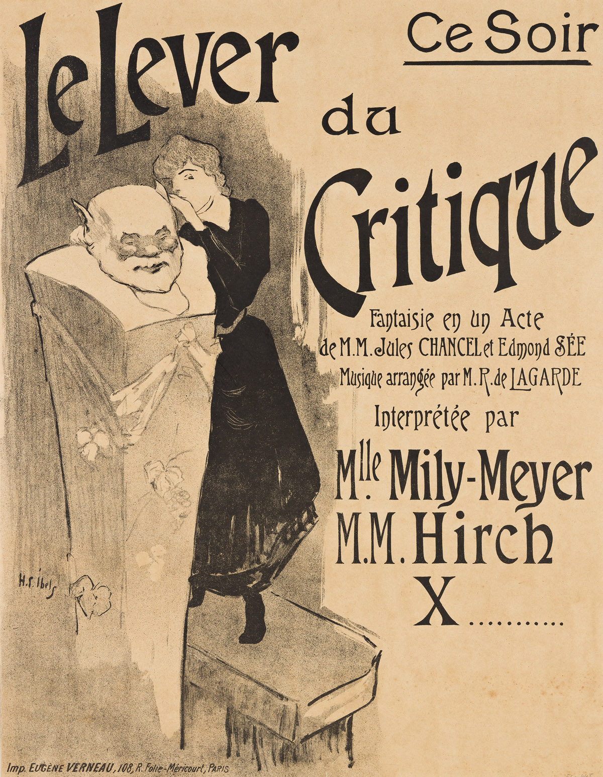 HENRI-GABRIEL IBELS (1867-1936).  LE LEVER DU CRITIQUE. Circa 1895. 21½x16¾ inches, 54½x42½ cm. Eugène Verneau, Paris.